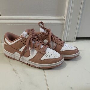 Nike Women's Pink and White Dunks